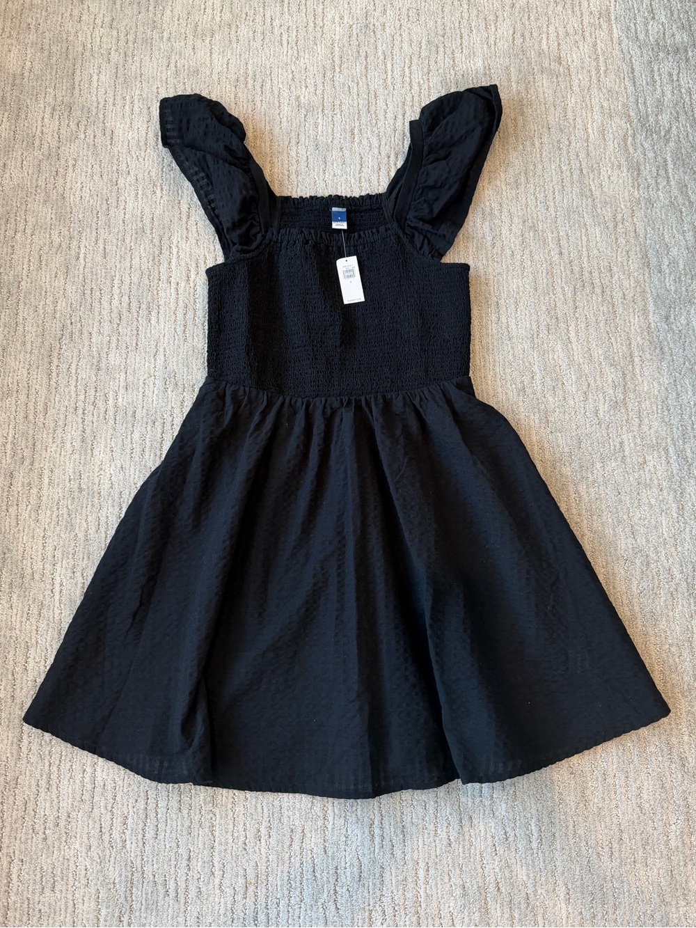 NWT Old Navy Smocked Tank Flutter Dress, Black Small